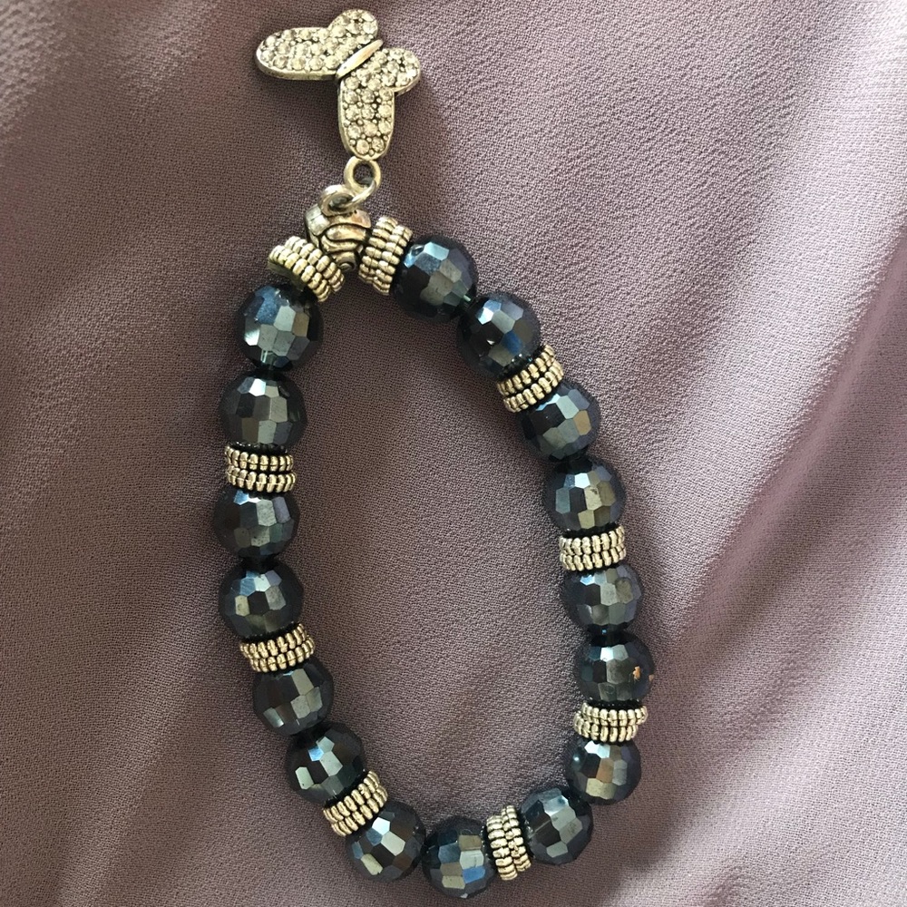 Beaded Bracelet with Butterfly Charm